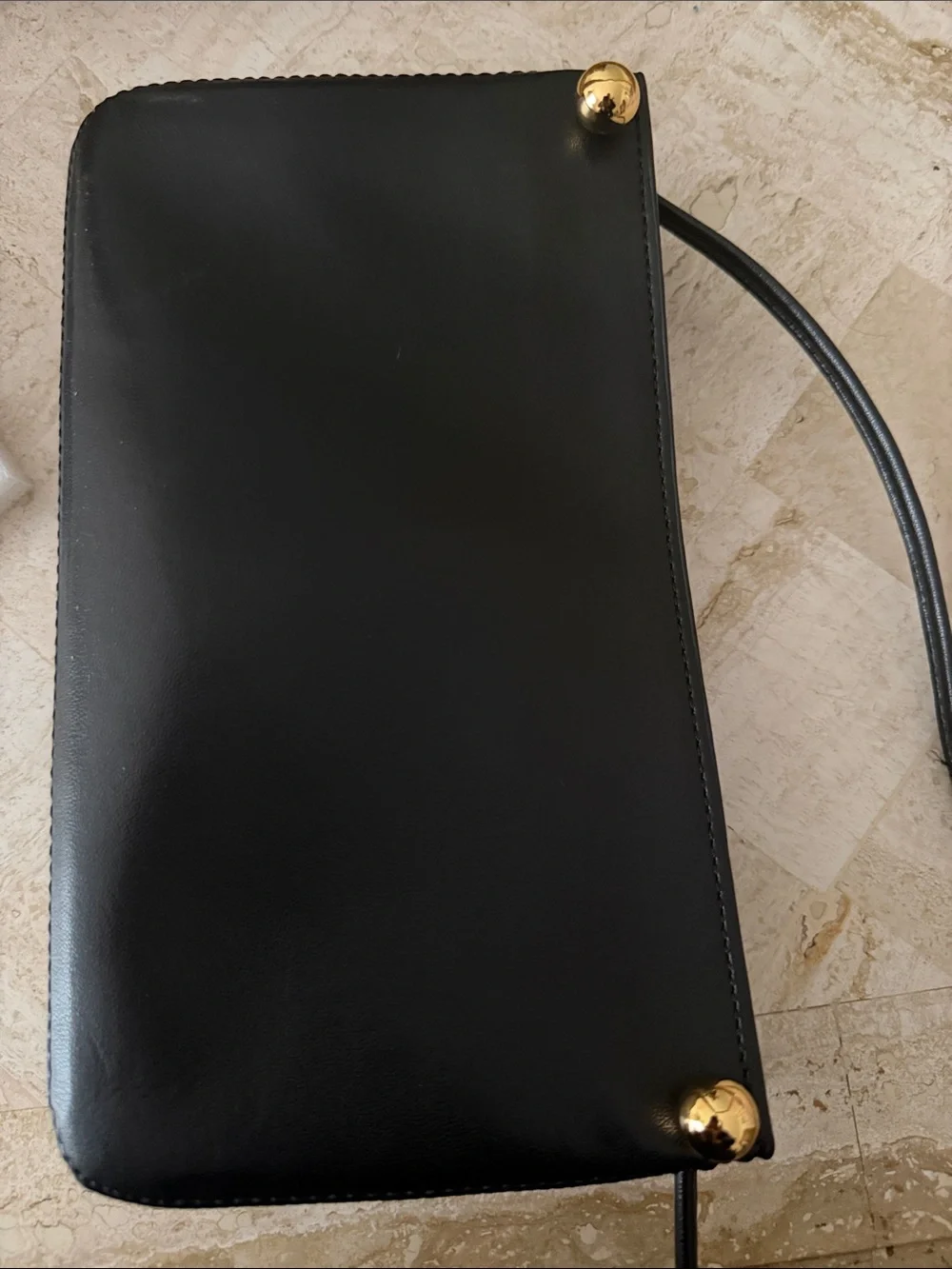 Classic Black Leather Crossbody Bag with Gold Hardware